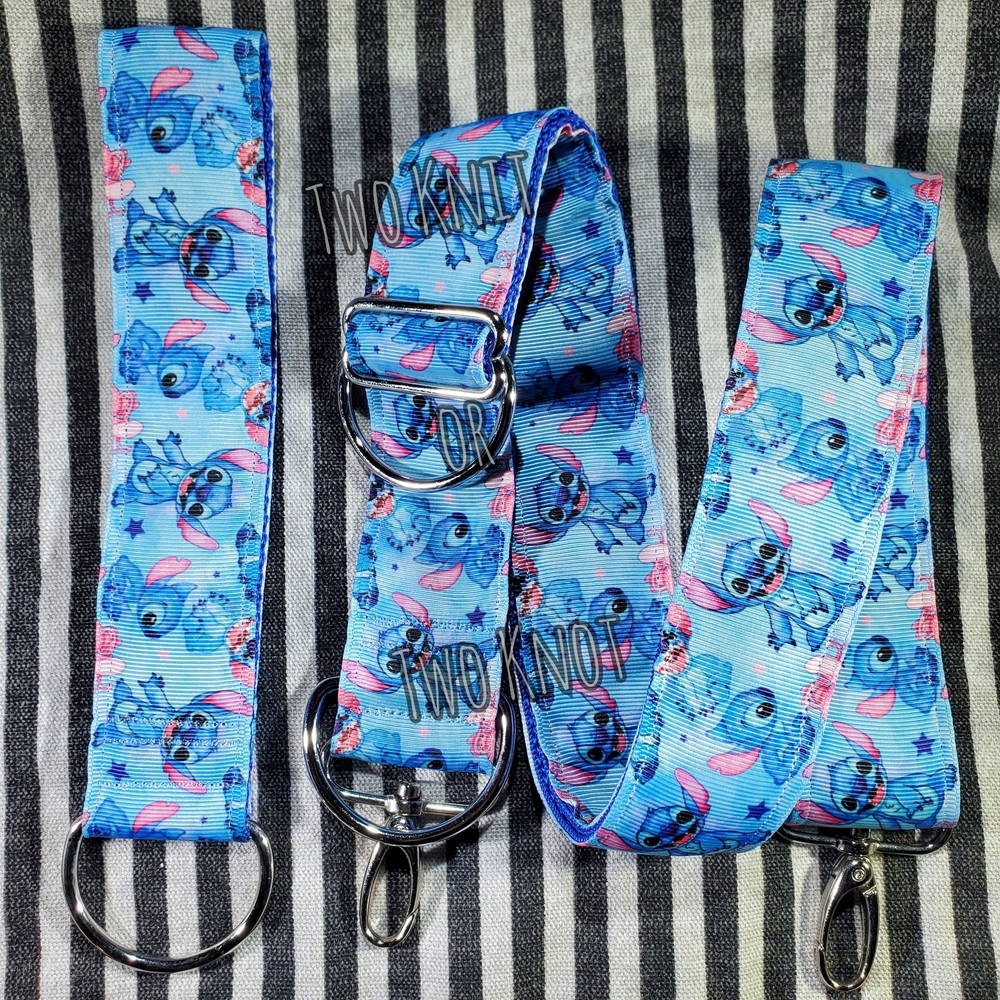 Hand Crafted Cartoon Stars And Stitch Disney Character CNC Strap And Key Fob Set